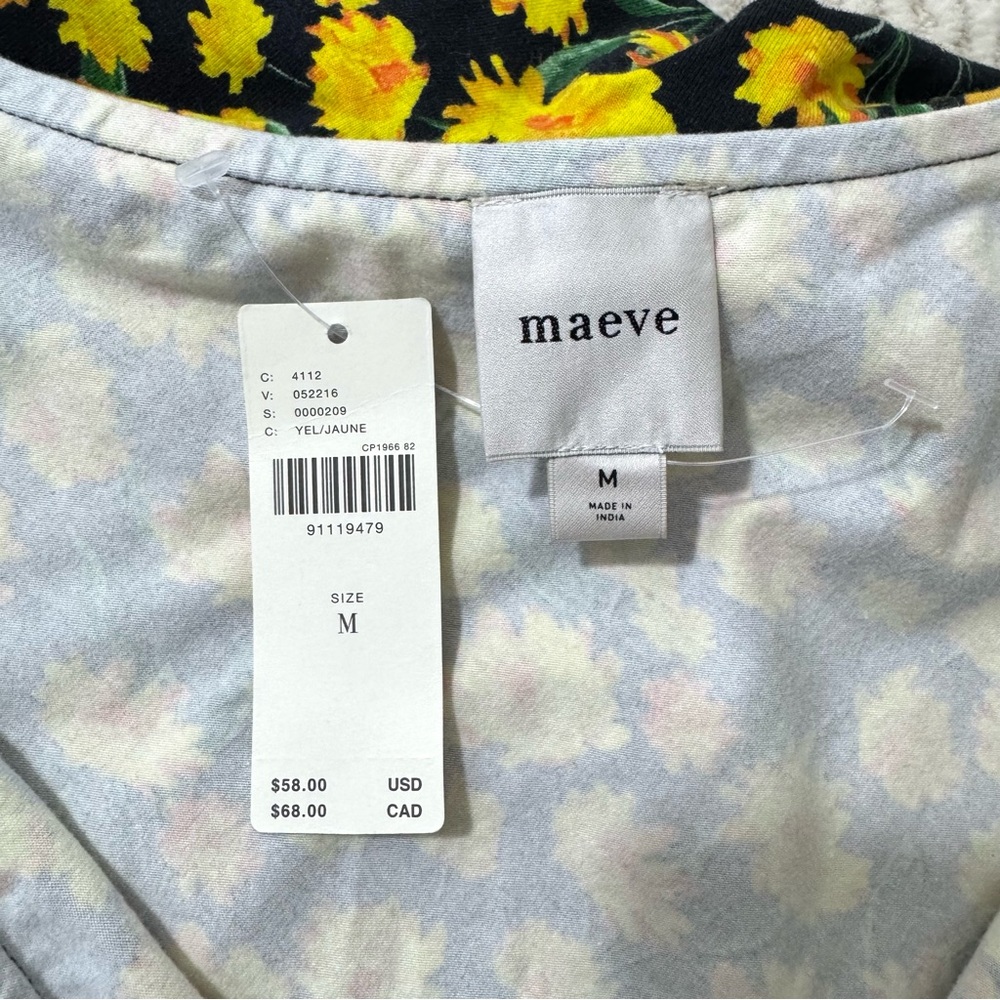 NWT Anthropologie Maeve One Shoulder Ruffled Top Yellow Floral Size Medium - Picture 10 of 10